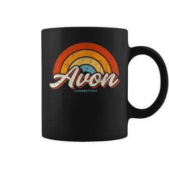 Avon Connecticut Ct Vintage Rainbow Retro 70S Coffee Mug | Mazezy