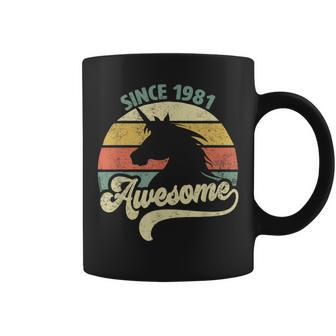 Awesome Since 1981 Retro Unicorn Birthday Vintage Coffee Mug | Mazezy