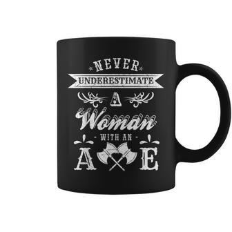 Axe Throwing Never Underestimate Woman Gift Ax Lover Coffee Mug - Seseable