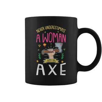 Axe Throwing Never Underestimate A Woman With An Axe Coffee Mug - Monsterry