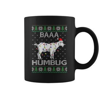 Baaa Humbug Goat Santa Hat Christmas Lights Ugly Sweater Coffee Mug - Seseable