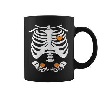 Baby Skeleton Halloween Twins Pregnancy Announcement Coffee Mug | Mazezy