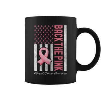 Back The Pink Breast Cancer Awareness Us Flag Coffee Mug - Seseable