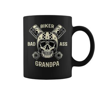 Bad Ass Biker Grandpa Motorcycle Fathers Day Gift Gift For Mens Coffee Mug | Mazezy CA