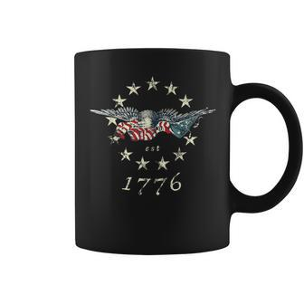 Bald Eagle Flag Vintage 1776 Coffee Mug | Mazezy
