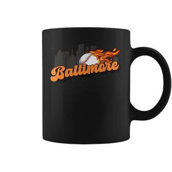Baltimore Baseball Vintage City Skyline Retro Baseball Lover Coffee Mug