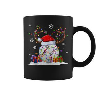 Baseball Lovers Reindeer Santa Hat Ugly Christmas Sweater Coffee Mug - Monsterry