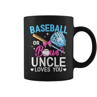 Baseball Or Bows Uncle Loves You Gender Reveal Pink Or Blue Coffee Mug | Mazezy