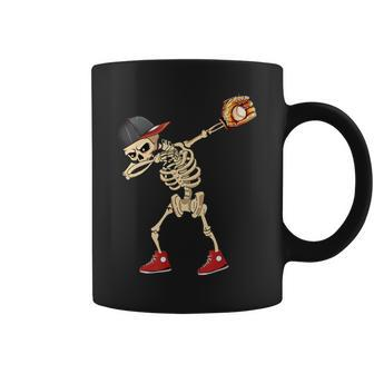 Baseball Player Catcher Pitcher With Mitt Dabbing Skeleton Coffee Mug