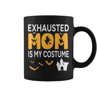 Bat Witch Pumpkin Halloween Day Exhausted Mom Is My Costume Coffee Mug | Mazezy AU