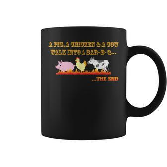 Bbq Joke Funny A Pig Cow Chicken Go To A Barbecue Gifts For Pig Lovers Funny Gifts Coffee Mug | Mazezy