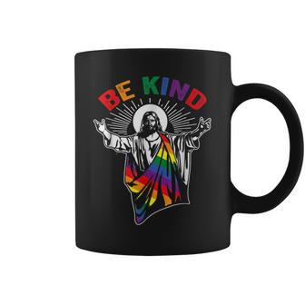 Be Kind Lgbt Gay Pride Jesus Rainbow Flag Christian Short Coffee Mug | Mazezy