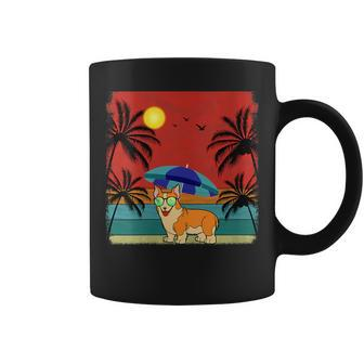 Beach Coconut Tree Retro Graphic Welsh Corgi Lovers Summer Coffee Mug | Mazezy
