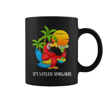 Beach Vacation Drinking Parrot It's 5 O'clock Somewhere Coffee Mug - Monsterry UK