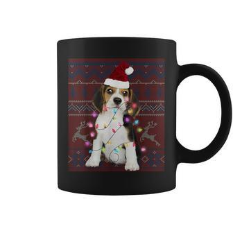 Beagle Christmas Lights Ugly Sweater Dog Lover Coffee Mug - Seseable