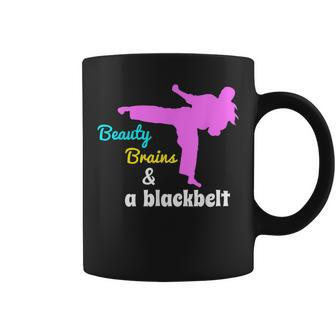 Beauty Brains And A Black Belt Cute Karate Martial Arts Coffee Mug | Mazezy