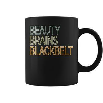 Beauty Brains Black Belt Karate Taekwondo T Coffee Mug | Mazezy