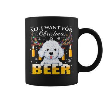 Beer Bichon Frise Reindeer Beer Christmas Ornaments Xmas Lights Coffee Mug - Monsterry