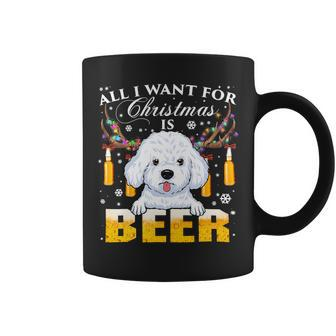 Beer Bichon Frise Reindeer Beer Christmas Ornaments Xmas Lights248 Coffee Mug - Monsterry