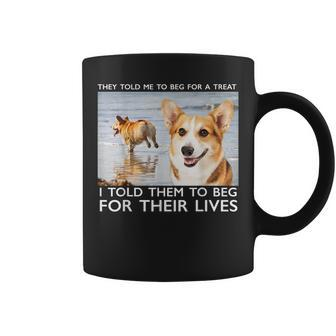 Beg For Their Lives Psycho Corgi Beach Graphic Coffee Mug | Mazezy