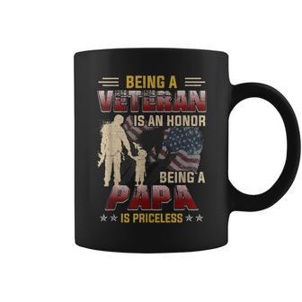 Being A Veteran Is An Honor Being A Papa Is Priceless Gift Gift For Mens Coffee Mug | Mazezy