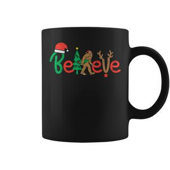 Believe Bigfoot Sasquatch Santa Reindeer Christmas Tree Coffee Mug - Seseable