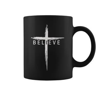 Believe Christian Cross Jesus Christ Christians Coffee Mug | Mazezy