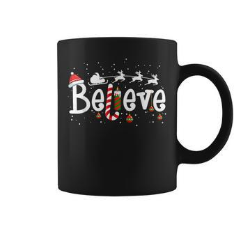 Believe Christmas Santa Claus Reindeer Candy Cane Xmas Coffee Mug - Seseable