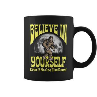 Believe In Yourself Even If No One Else Does Bigfoot Moon Coffee Mug - Monsterry