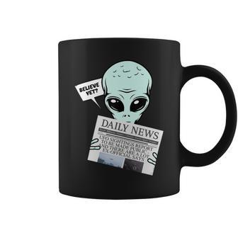 Believe Yet Alien Reading Newspaper Ufo G Coffee Mug - Monsterry UK