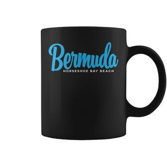 Bermuda Horseshoe Bay Beach With Blue Text Coffee Mug | Mazezy DE