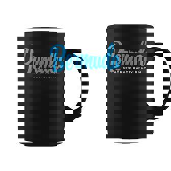Bermuda Horseshoe Bay Beach With Blue Text Coffee Mug - Thegiftio