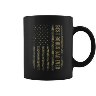 Best Bonus Dad Ever Camouflage American Flag Fathers Day Coffee Mug | Mazezy AU