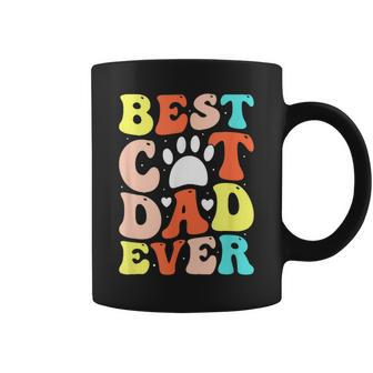 Best Cat Dad Ever Happy Father Day 2023 Retro Groovy Cat Paw Coffee Mug | Mazezy