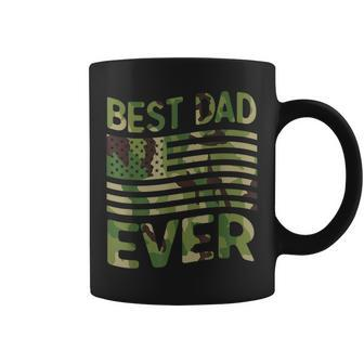 Best Dad Ever Fathers Day Gift American Flag Military Camo Coffee Mug - Seseable