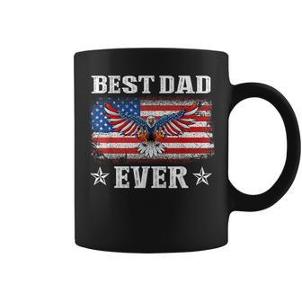 Best Dad Ever With Us American Flag Fathers Day Eagle Coffee Mug - Seseable