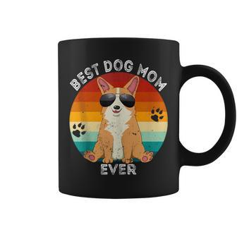 Best Dog Mom Ever Rainbow Retro Corgi Sunglasses Mothers Day Coffee Mug | Mazezy