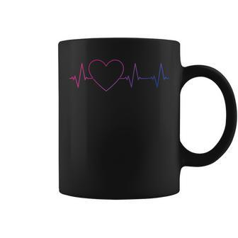Bi Heartbeat - Bisexual Pride Flag Ecg Pulse Line Coffee Mug | Mazezy