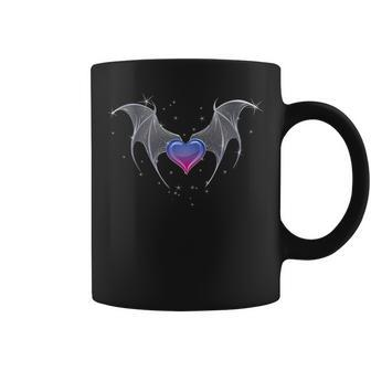 Bi Pride Flag Heart With Gothic Wings Bisexual Goth Coffee Mug | Mazezy