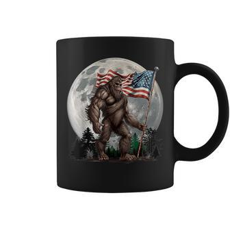 Bigfoot Sasquatch - American Flag Full Moon Patriotics Coffee Mug - Seseable