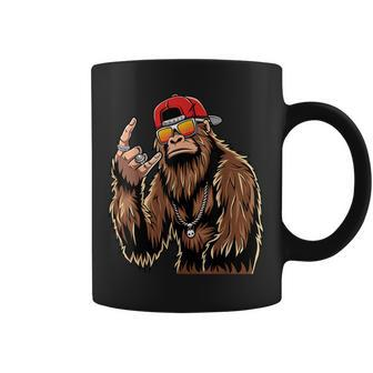 Bigfoot Sasquatch Rock On Hand Rock And Roll Music Lover Coffee Mug - Seseable
