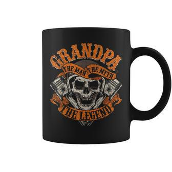 Biker Grandpa Man Myth Legend Fathers Day Grunge Motorcycle Coffee Mug | Mazezy