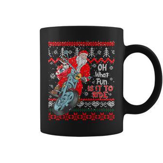 Biker Santa Motorcycle Ugly Christmas Sweater Coffee Mug - Monsterry