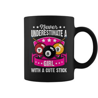 Billiard Never Underestimate A Girl With A Cute Stick Pool Coffee Mug - Monsterry UK