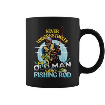 Bipoc Bass Fishing Birthday Never Underestimate Old Man Gift For Mens Coffee Mug - Seseable