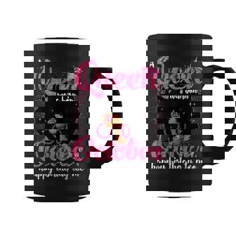 Birthday Black Woman A Queen Was Born In October Afro Girl Coffee Mug - Seseable