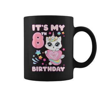 Birthday Girl 8 Years Old Cat Unicorn 8Th Birthday Coffee Mug - Monsterry