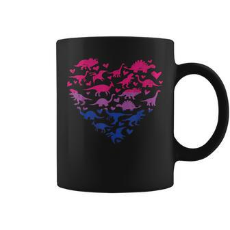 Bisexual Heart Lgbt-Q Gay Pride Flag Dinosaur Men Coffee Mug - Seseable