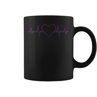 Bisexual Heartbeat - Bi Pride Ecg Pulse Line Coffee Mug | Mazezy