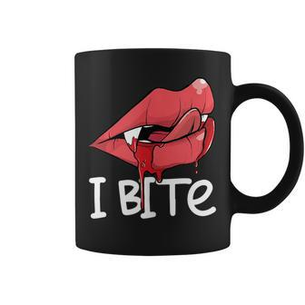 I Bite Sexy Vampire Fangs Lips Th Spooky Halloween Coffee Mug | Mazezy